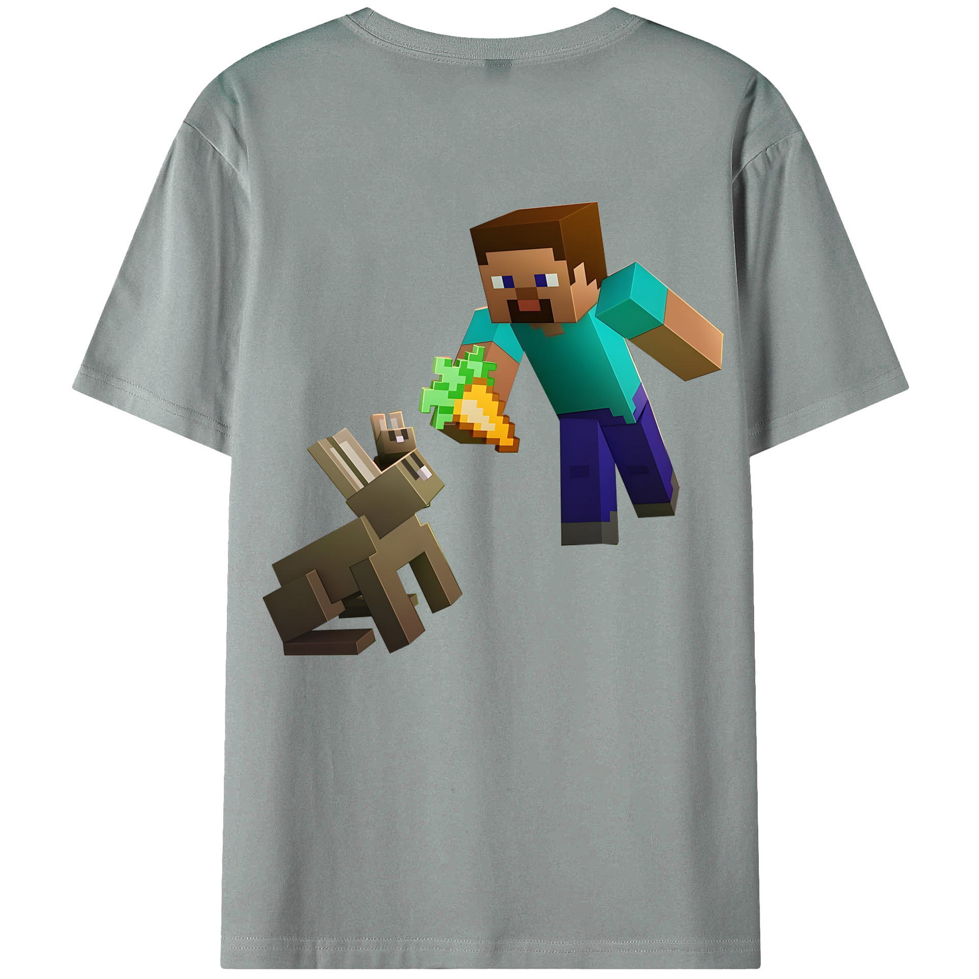 （画像用） マインクラフト ブロックの世界 Minecraft MC Block world 綿100％ メンズ半袖Tシャツ（バックプリント） 通気性